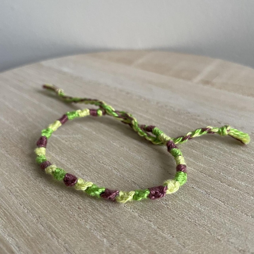 Maelle Woven Friendship Bracelet OS Green Brown Women Handmade Cotton